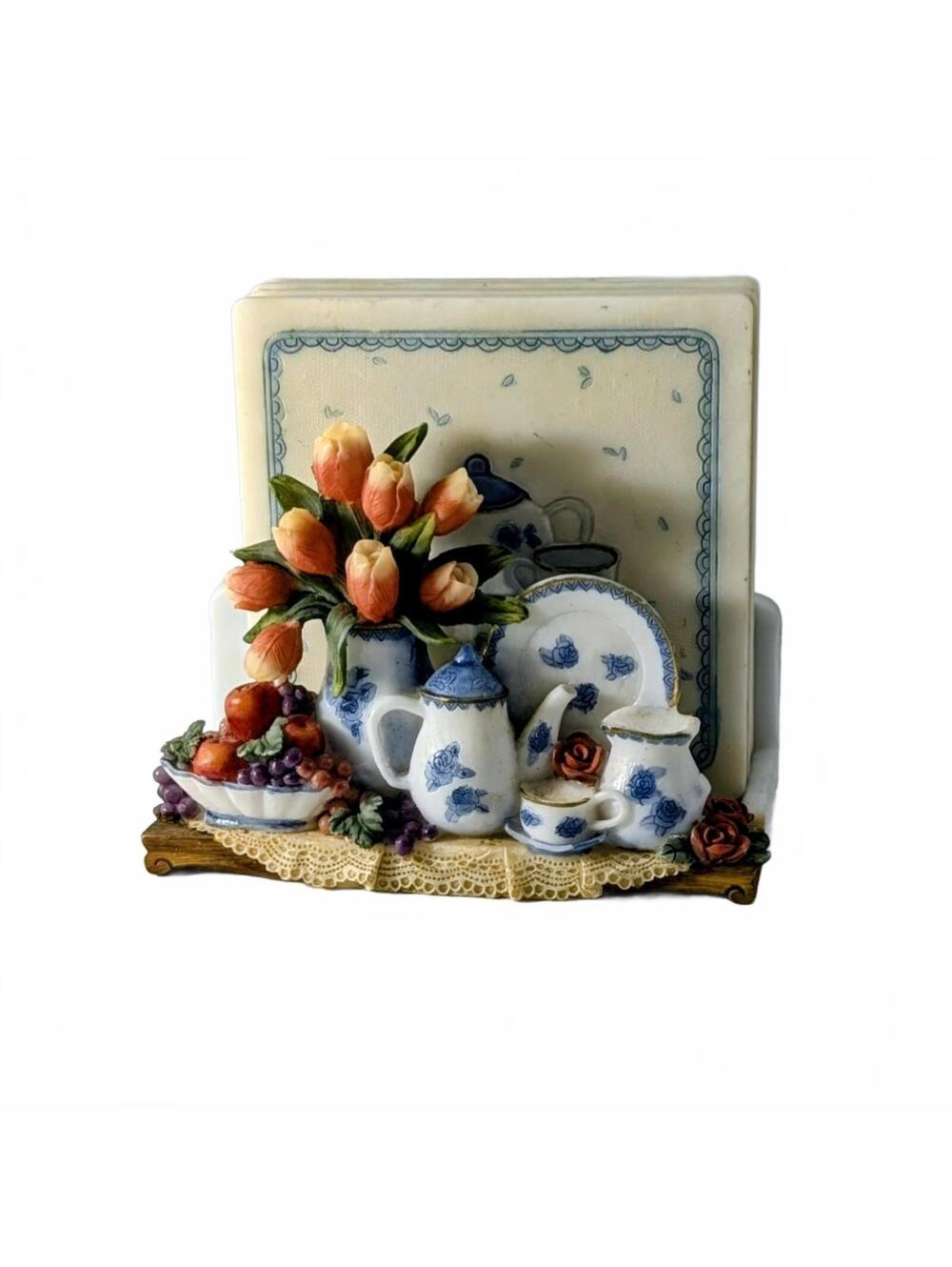 Victorian-style Teaset Motif Coasters & Holder